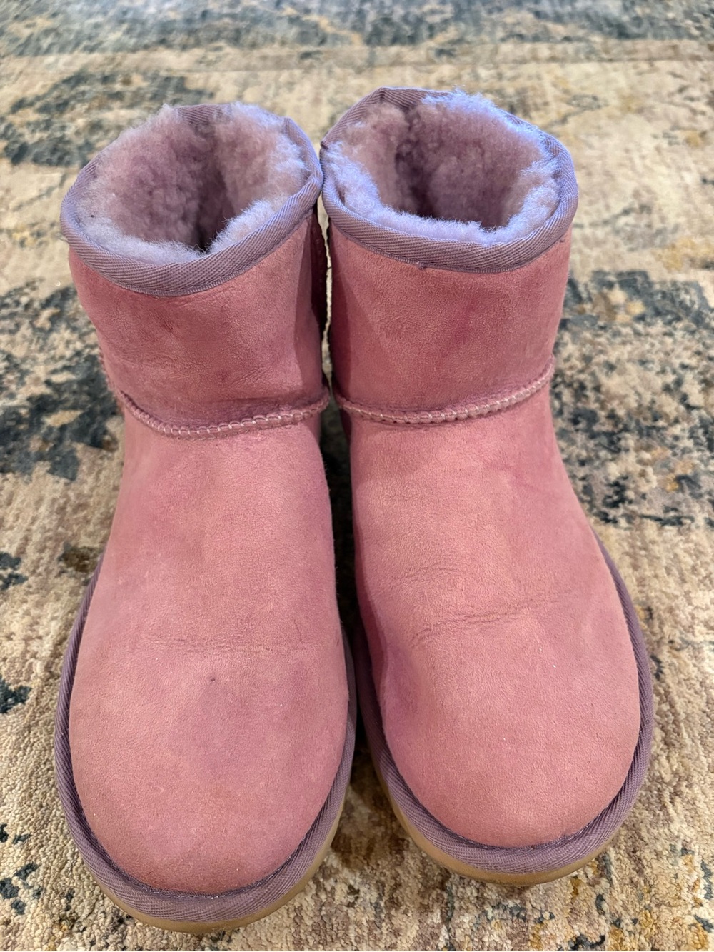 UGG Classic Ultra Mini Dusty Orchid Fur Boots Womens Size 8